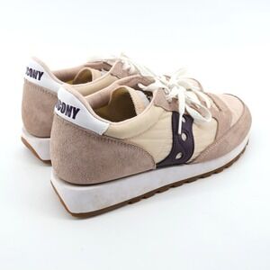 Saucony Jazz Low Pro Womens Size 8 Beige Purple Suede Mesh Casual Sneakers
